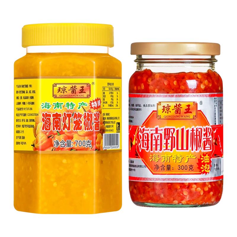 琼酱王海南风味辣椒酱灯笼椒黄椒酱野山椒酱蒜蓉香辣下饭酸汤肥牛