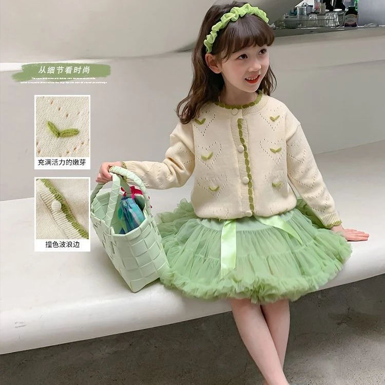 女童毛衣开衫宝宝洋气外套小女孩针织衫韩版小童上衣女宝时髦外套