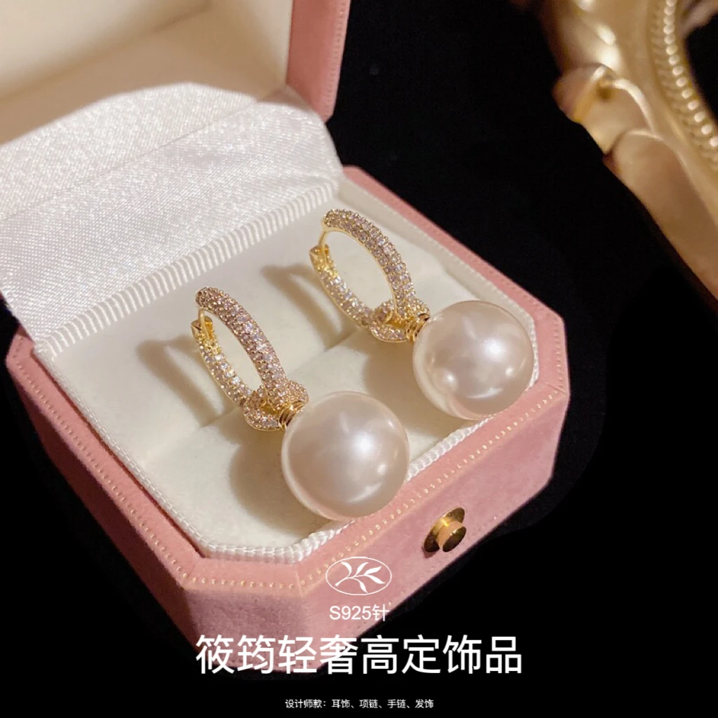 铜合金仿珍珠耳饰 筱筠【浪漫情调】高级感精致微镶耳扣优雅耳环