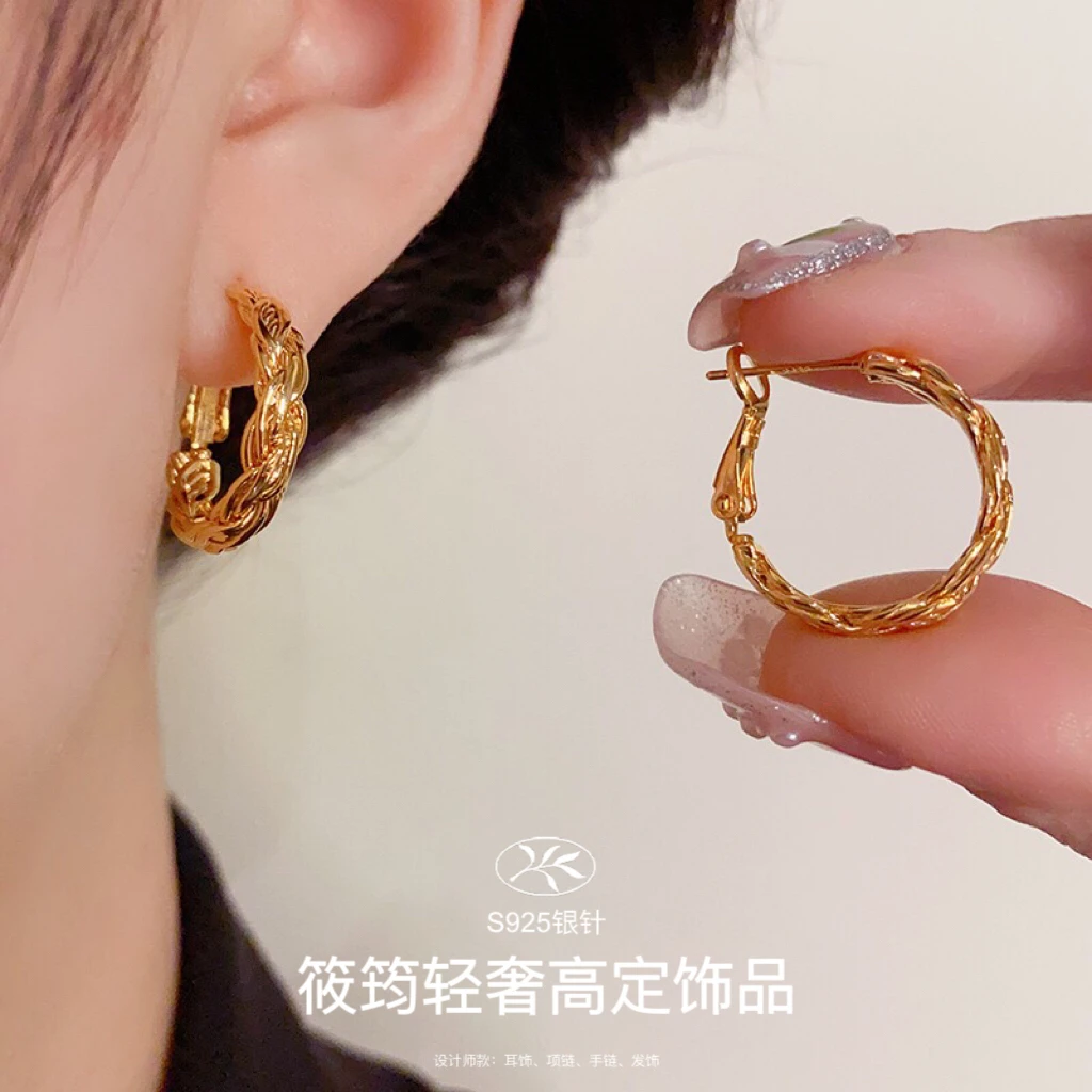 铜合金耳饰 【XJ•QS】气质简约时尚金属耳圈欧美风个性小众设计耳环
