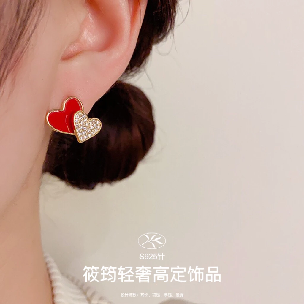 铜合金耳饰 【XJ•QS】韩式简约时尚四叶花耳钉s925轻奢甜美百搭耳环