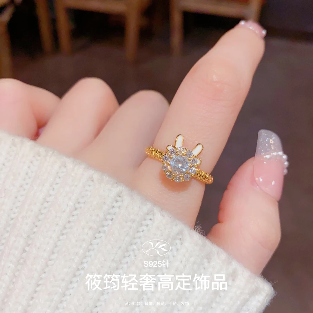 铜合金合成锆石戒指 【XJ•QS】小众设计感微镶转转龙戒指轻奢食指戒