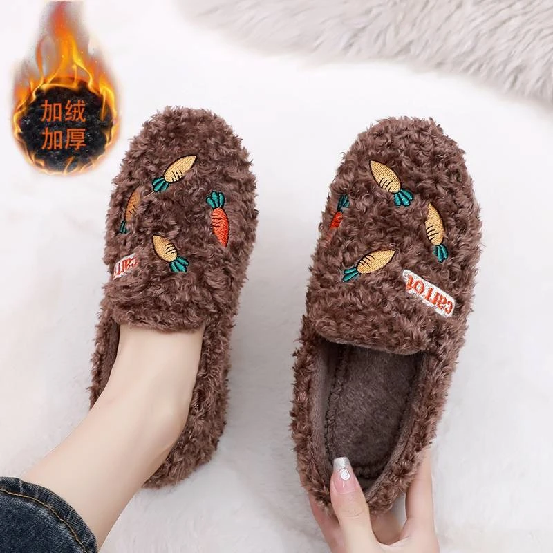 绣花鞋冬季加绒保暖毛毛鞋老北京布鞋女鞋棉鞋豆豆鞋休闲鞋防滑