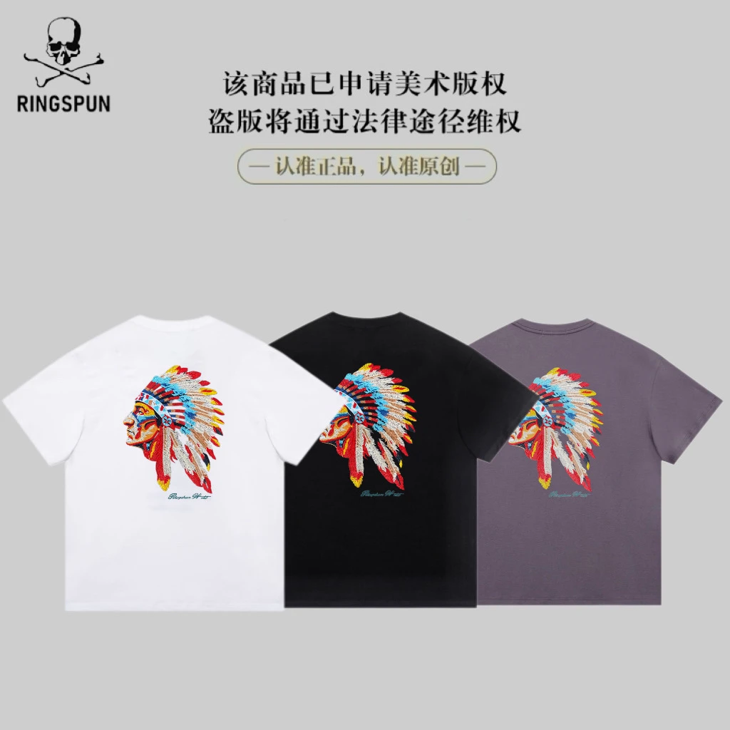 【印第安】RS重磅100棉刺绣宽松美式潮流男女半袖T恤