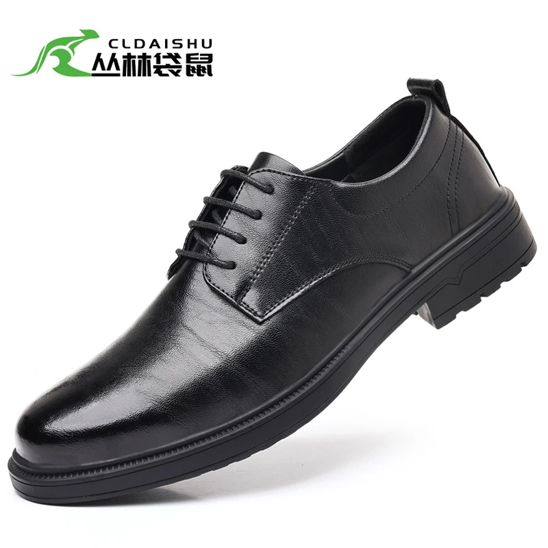 2025新爆款男士真牛皮鞋橡胶软底软面舒适商务透气男正装鞋子男款