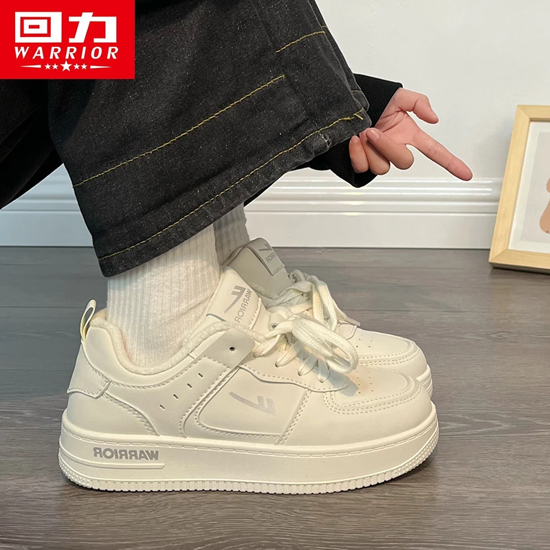 回力男鞋时尚百搭潮流小白鞋秋冬款加绒保暖二棉鞋厚底小众板鞋子