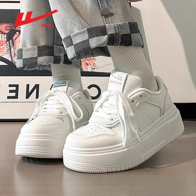 Warrior/回力厚底小白鞋女春夏季网面透气小众百搭面包大头鞋子女