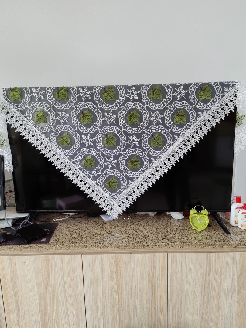 绿叶125*125vm电视机盖布 方桌布，65寸电视机巾洗衣机巾，冰箱巾