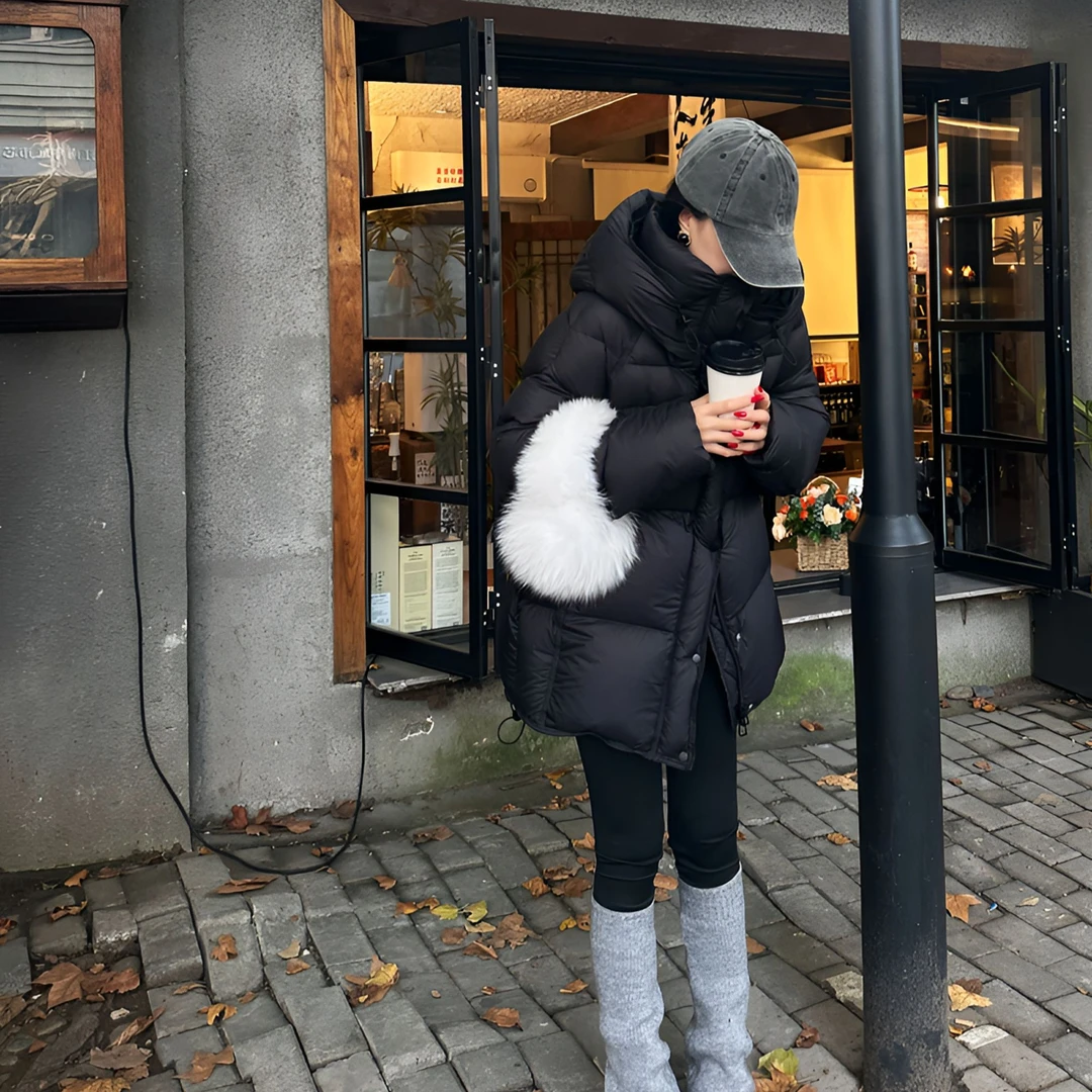 【峰少甄选】95白鹅绒2024新款中长款连帽女士轻奢加厚羽绒服6188款