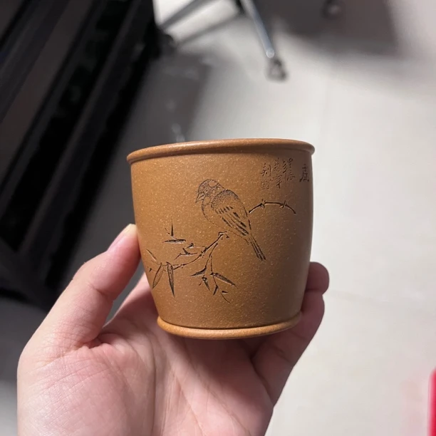 全手工老段泥刻绘主人杯容量130毫升