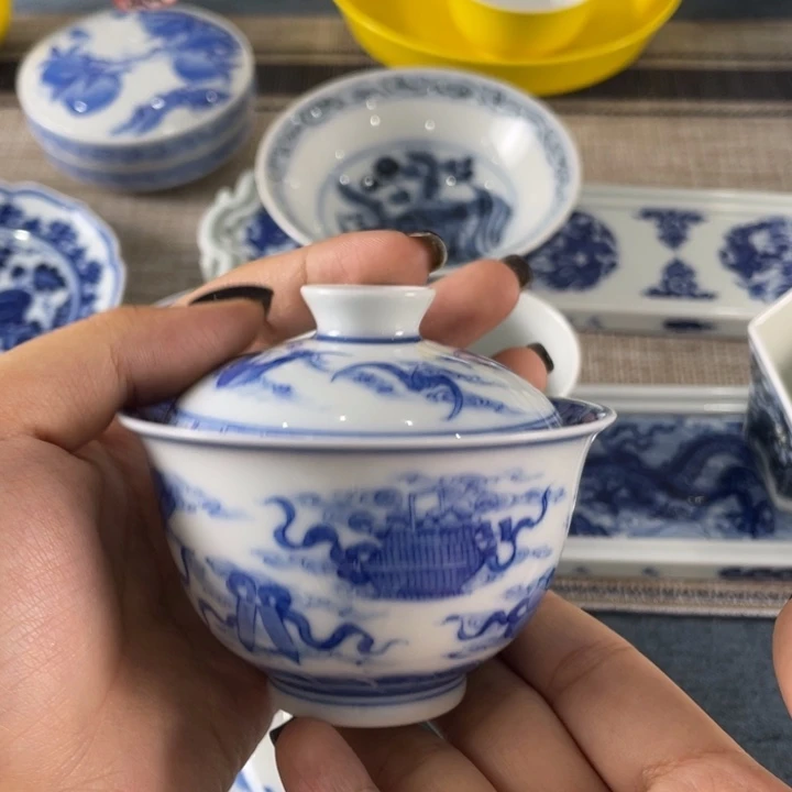 杯盖下105cc八仙过海五福临门二才盖碗