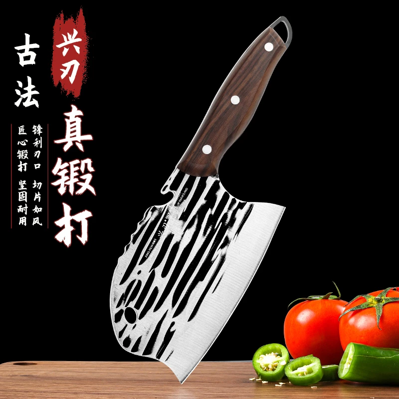 菜刀家用不锈钢锋利切菜家用手工锤纹锻打超快厨师切片女士专用刀