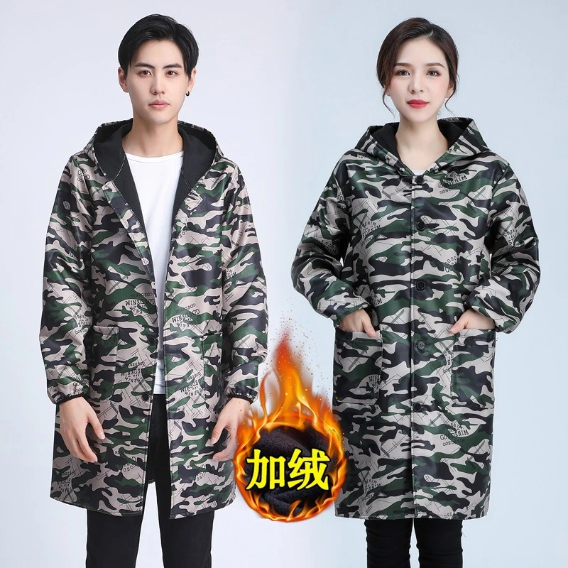 家用户外耐磨冬季工作服大人男女保暖长袖围裙加绒罩衣批有袖