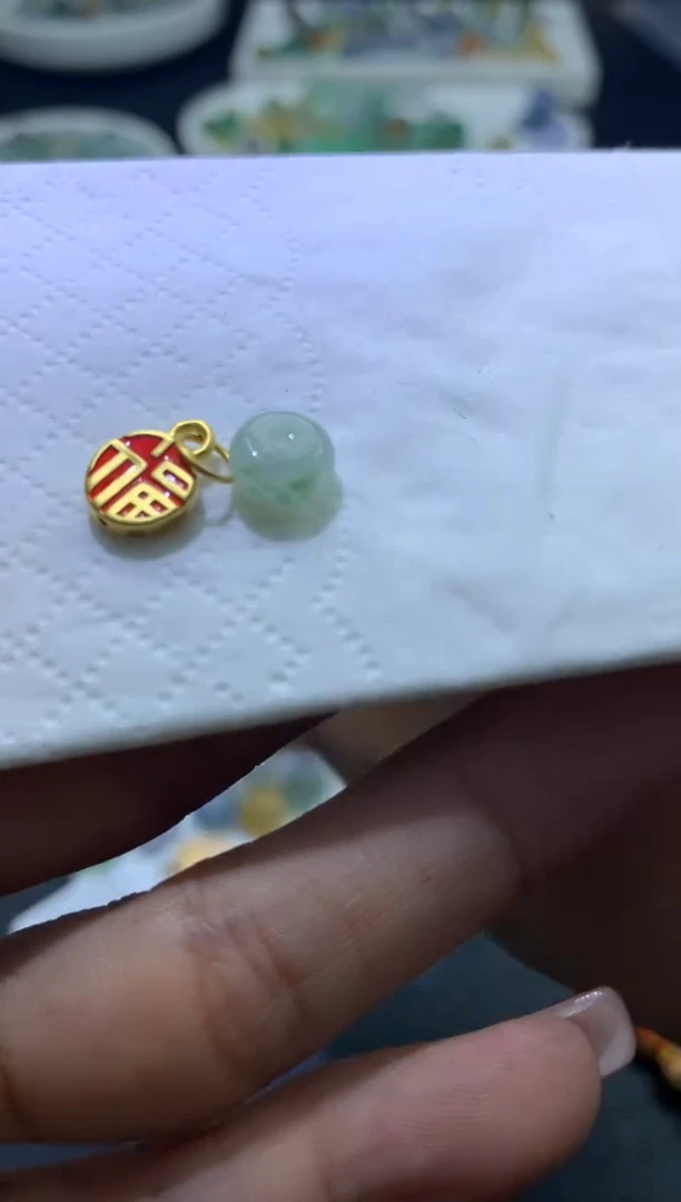 【闪购商品】翡翠散珠翡翠单珠 足金福