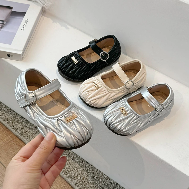 儿童小皮鞋2024新款女童单鞋洋气时尚百搭休闲鞋小香风软底鞋A259