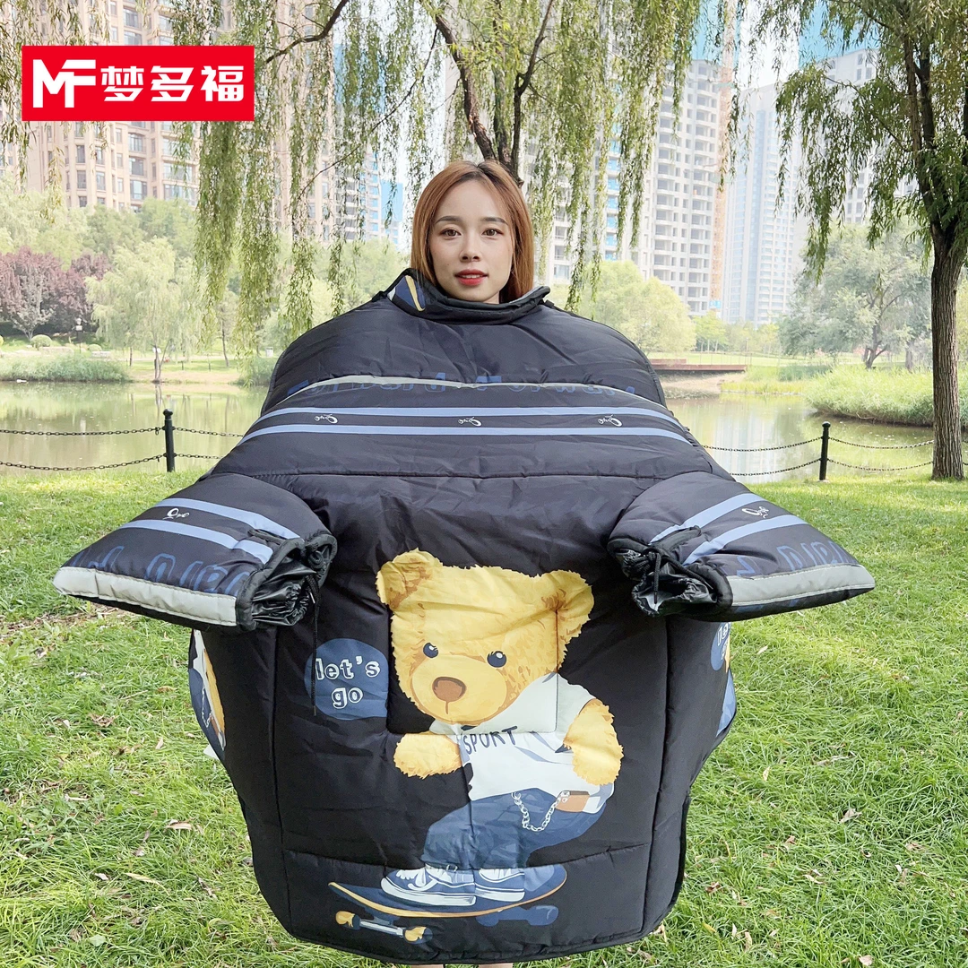 【护脖款-滑板熊】 带反光条电动车挡风被寒冬款加绒加厚带护脖 2