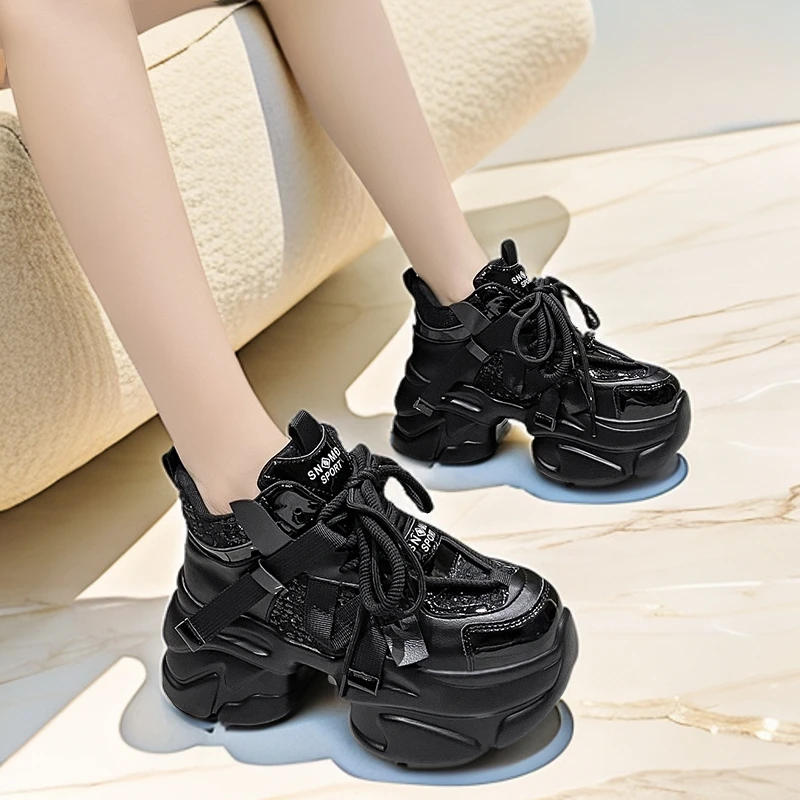 8cm厚底小个子2025春夏网红爆款老爹鞋女洋气百搭松糕休闲运动鞋