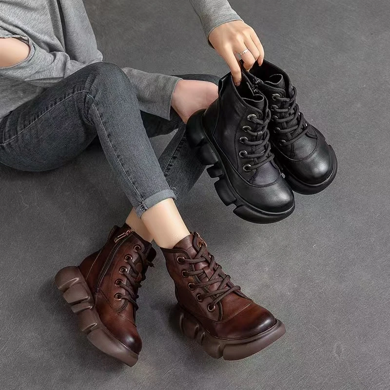 冬季新款复古英伦风厚底真皮马丁靴加绒保暖棉皮鞋短靴M1-2718-2