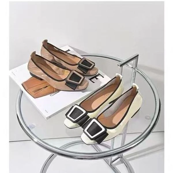 秋新款时尚纯色方头浅口一脚蹬平底休闲单鞋S8-3767