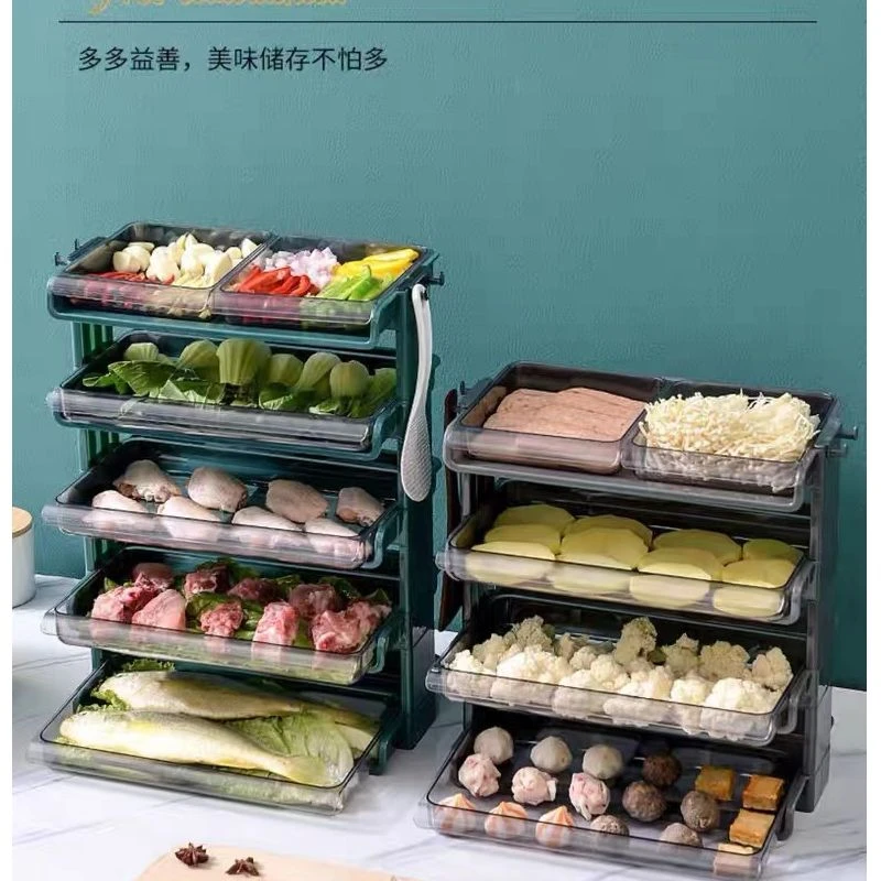 厨房多功能配菜盘叠加收纳架多层家用吃火锅装菜备菜置物架易清洗