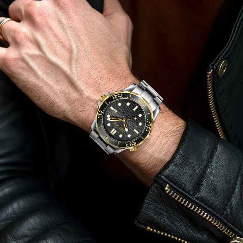 新款高端男士钢带商务时尚腕表绿盒8001