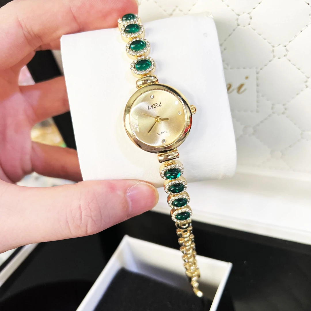 【INRA品牌】中古风*小表盘手链腕表绿带金面 6912  H