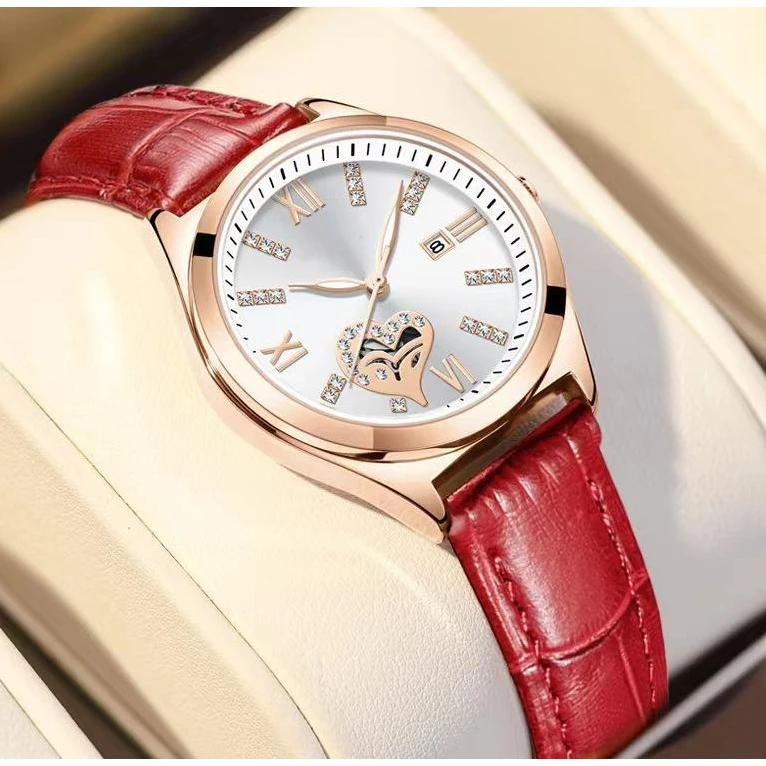 时尚罗马爱意日历防水女士腕表白面款2885