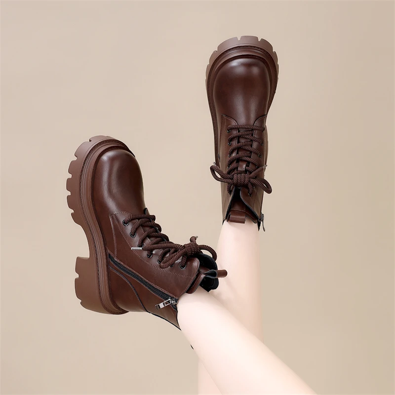 厚底增高马丁靴女2024新款英伦风小个子春秋单靴秀气显瘦短靴防滑