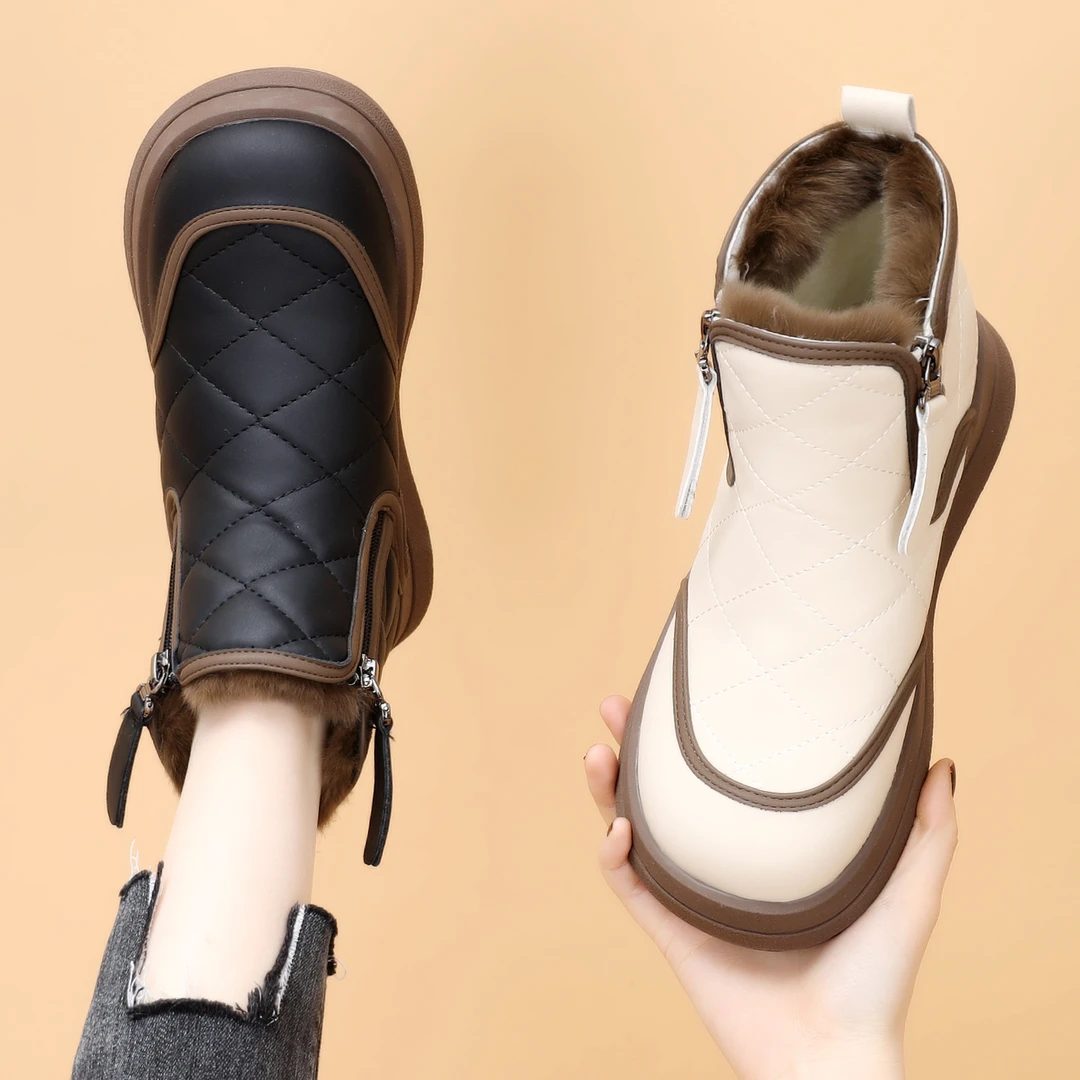 东北平底雪地靴女冬季2025新款防水防滑保暖棉鞋加绒加厚轻便软底