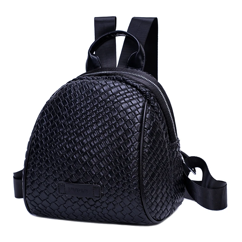 【大天使】时尚百搭女士真皮编织气质小包包轻奢休闲双肩包简约