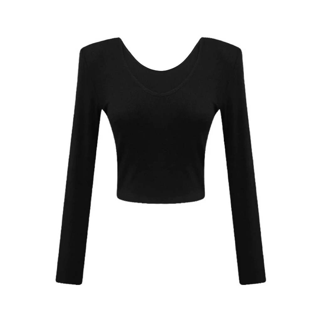 FAY【显瘦秘诀】两穿V领➕圆领修身高弹力短款长袖纯色T恤秋冬打底衫