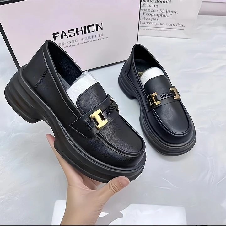 休闲单鞋品牌真皮小皮鞋女款爆款2024新款女士百搭乐福鞋英伦风单