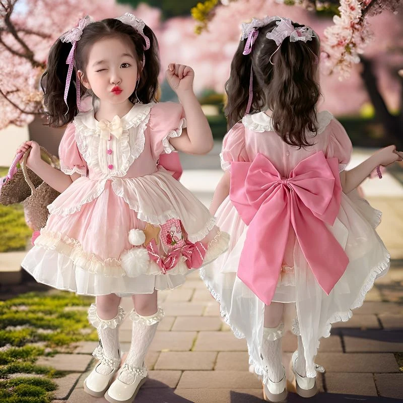 2024夏季新款女童洛丽塔公主裙儿童洋气连衣裙甜美宝宝女宝裙子潮