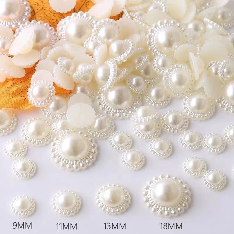 【三宝家】太阳花仿珍珠半面珠diy手工配件