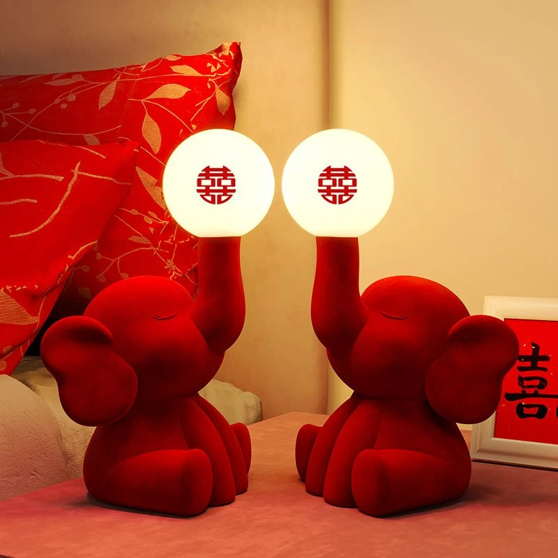 大象长明灯结婚礼物一对女方陪嫁台灯家用婚房床头灯长明灯结婚用