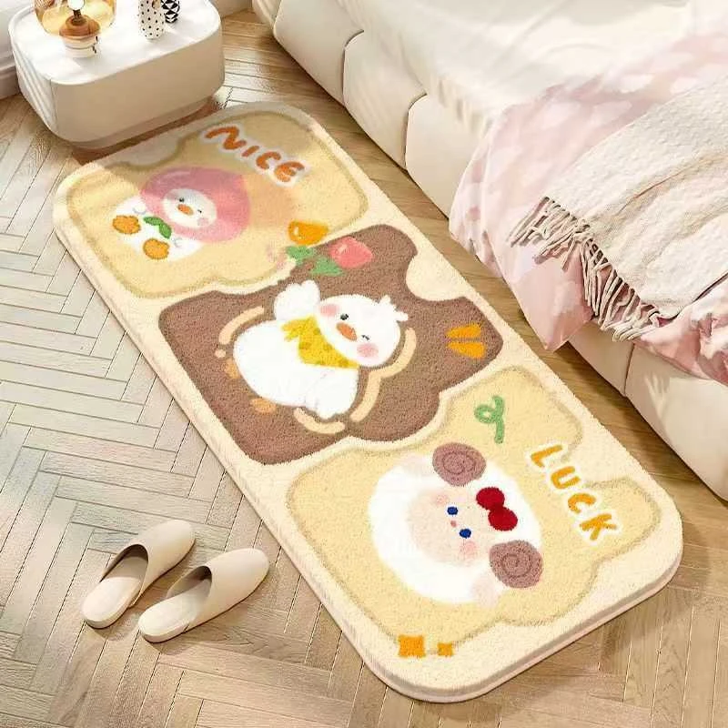 仿羊绒加厚主卧卡通毛绒床边毯可爱少女新卧室地毯创意地毯儿童房