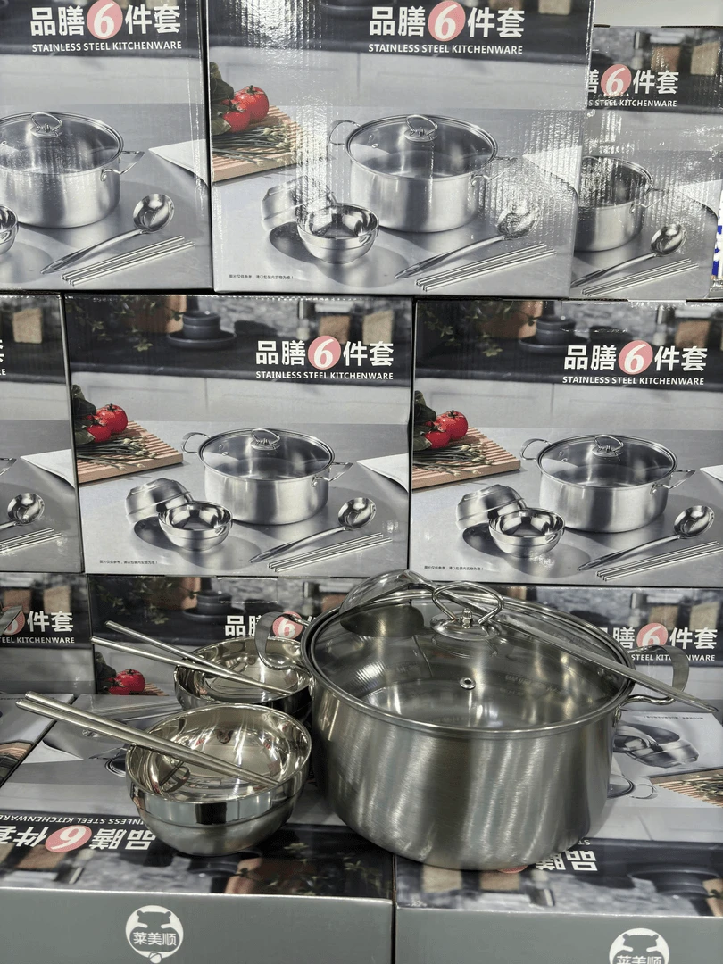 家用富贵六件套装(奶锅1，汤勺1，筷子2，碗 2)