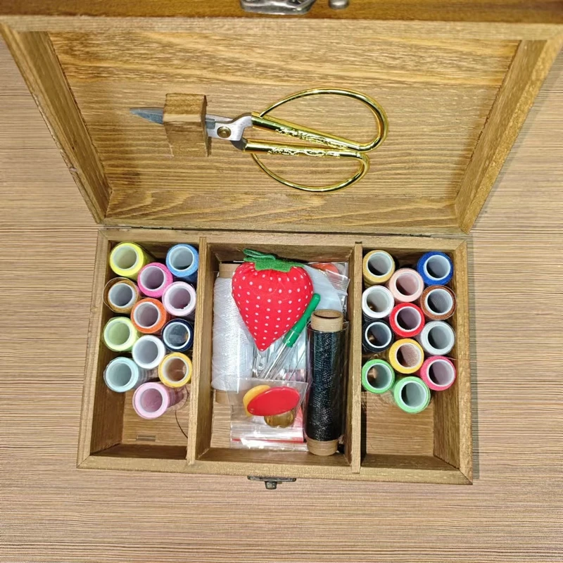 针线盒家用高档套装多功能收纳高级结婚嫁妆实木箱针线包阵线工具