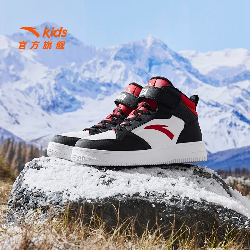 安踏儿童男女童棉鞋2024冬季新款舒适保暖青少年御寒加绒休闲板鞋