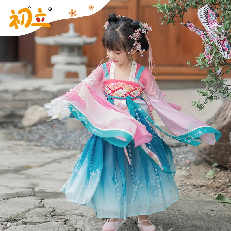 【扇舞云纱】春款汉尚华莲汉服童装中国风儿童汉服连衣裙汉服女童