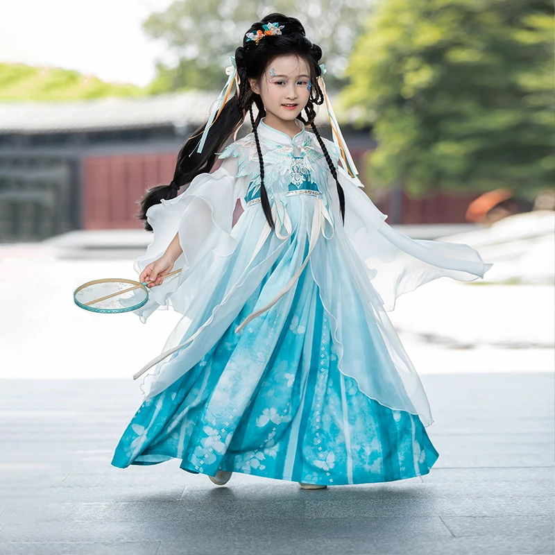 【青羽揽月】秋季汉尚华莲汉服童装连衣裙中国风儿童汉服女童仙气