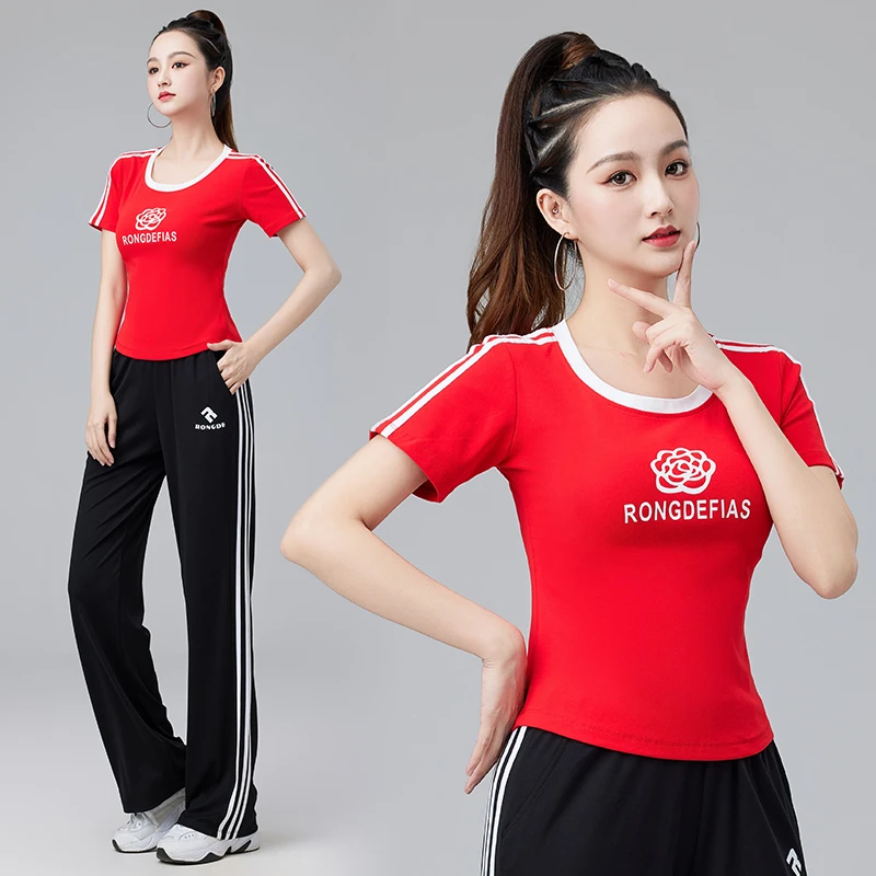 广场舞服装套装洋气显瘦休闲夏季薄款宽松曳步舞大码时尚舞蹈服JJ