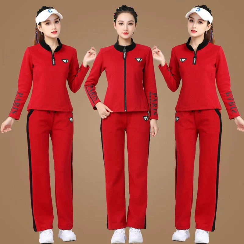 广场舞服装新款套装舞蹈服运动套装套健身跑步跳操秋冬运动服休闲