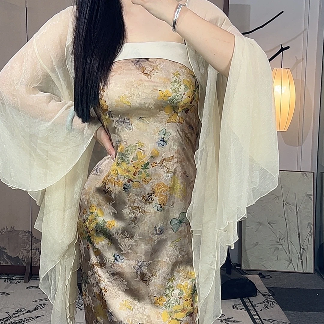 【庄公梦蝶】肆意新款吊带旗袍气质新中式设计夏季显瘦修身旗袍