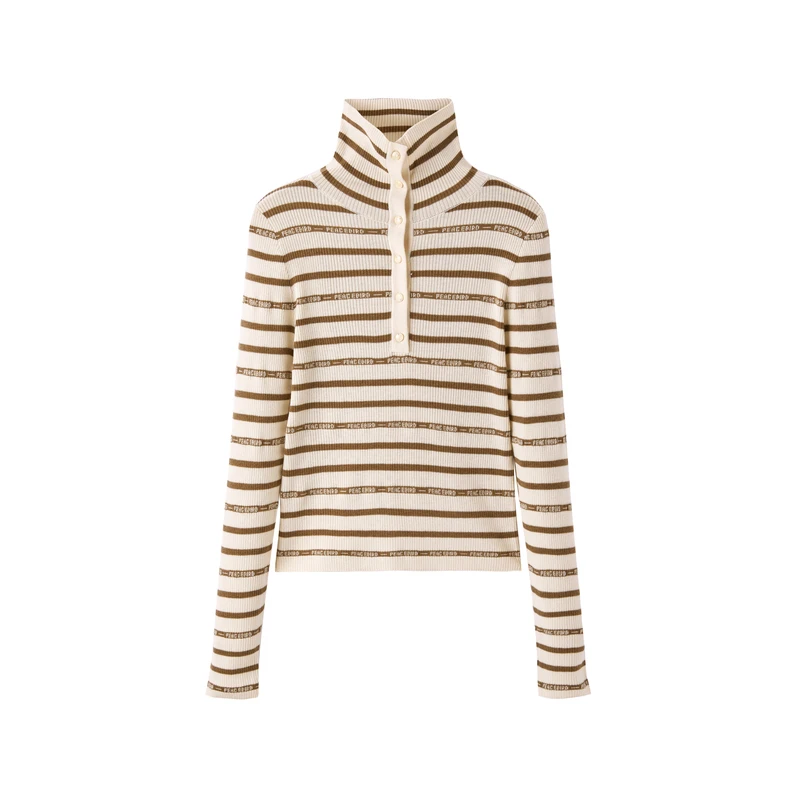 太平鸟基础高领线套衫显瘦长袖时尚运动休闲打底条纹A1EEC4578