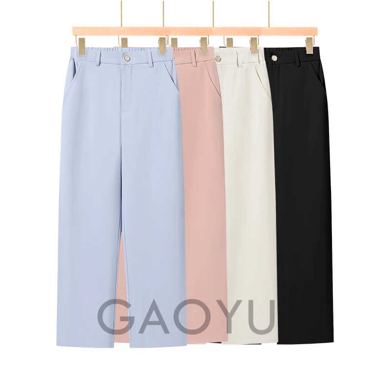 [伍老师身上同款]2025夏季新款凉感显瘦高腰九分阔腿裤