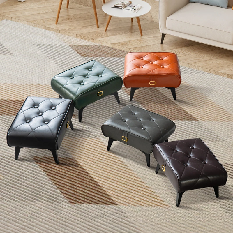 玄关换鞋凳轻奢客厅家用方形小凳儿童换鞋沙发小凳子皮革轻奢凳l