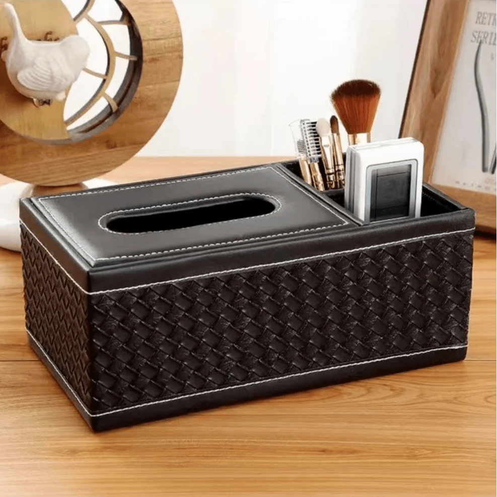 皮革纸巾抽纸盒家用客厅酒店茶几遥控器多功能收纳盒家居欧式简约