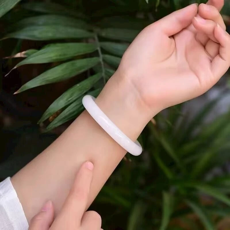 非金属玻璃手镯 月白色一步一响叮当手镯-S196