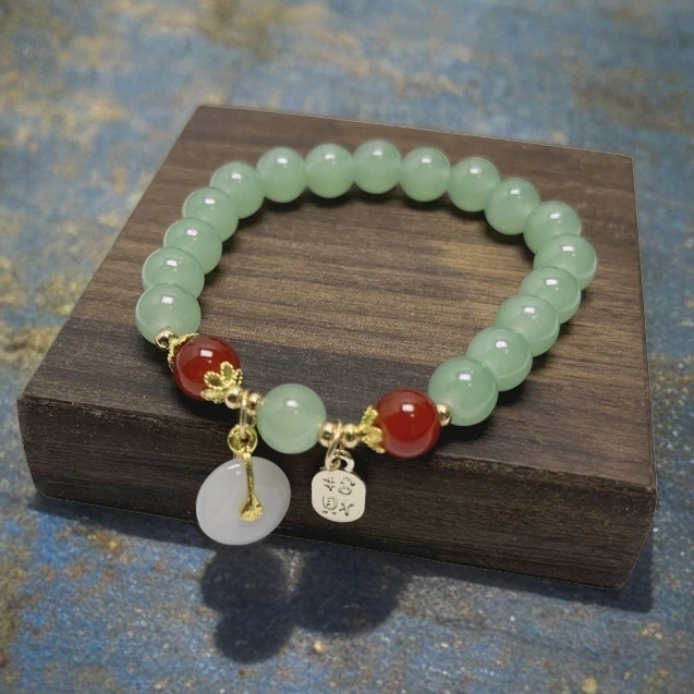 新中式平安扣青提手链-S108